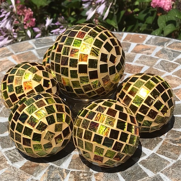 Pier 1 Accents Imports Six Mosaic Earthtone Glass Balls Poshmark